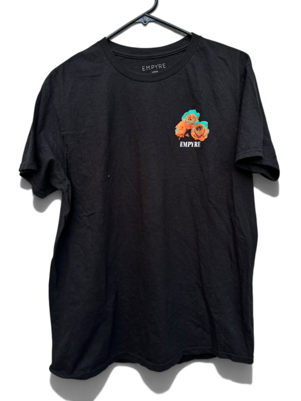 Empyre Men's Black Floral Graphic T-Shirt Brand Logo Size L